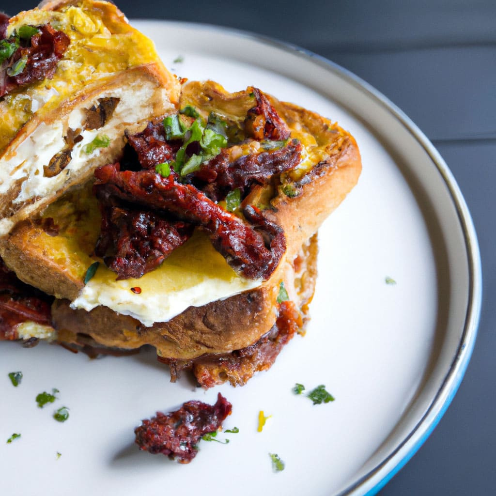 Sun-Dried Tomato and Feta Stuffed French Toast - Note the Recipe