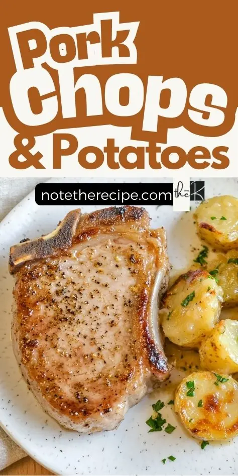Garlic parmesan pork chop and cheesy scalloped potatoes Pinterest pin