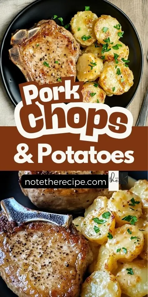 Garlic parmesan pork chops and cheesy scalloped potatoes Pinterest pin