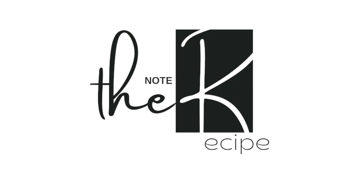 Note the Recipe logo – simple black and white text design with stylized letter K