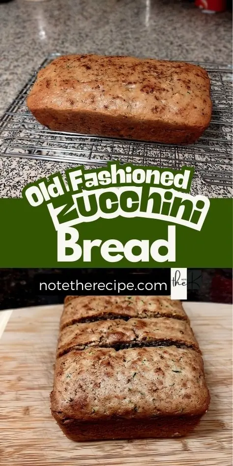 Old fashioned zucchini bread loaf shown whole and sliced, perfect for a classic homemade recipe