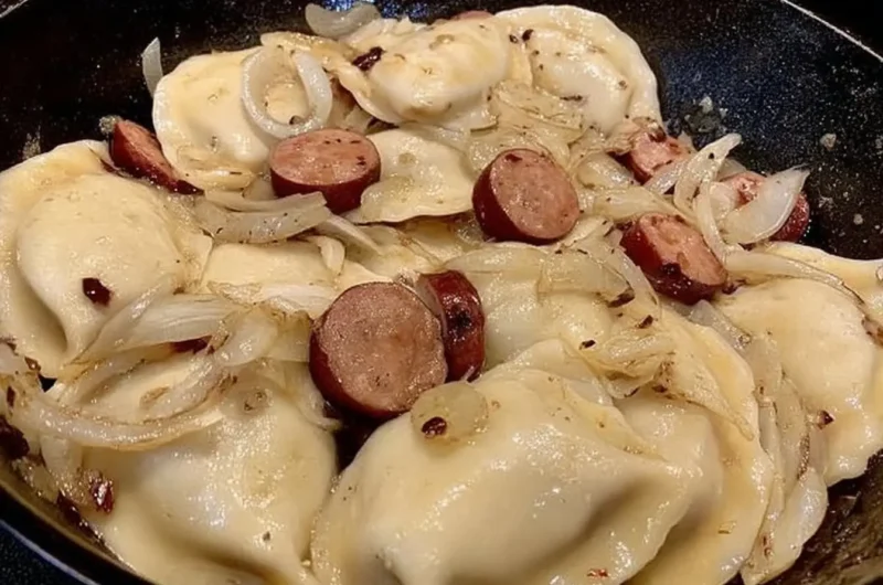 Crockpot Pierogi Casserole with Kielbasa